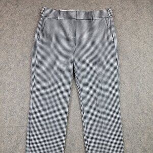 J.Crew Cameron Slim Crop Pants Womens Size 6 Black White Gingham Stretch Trouser